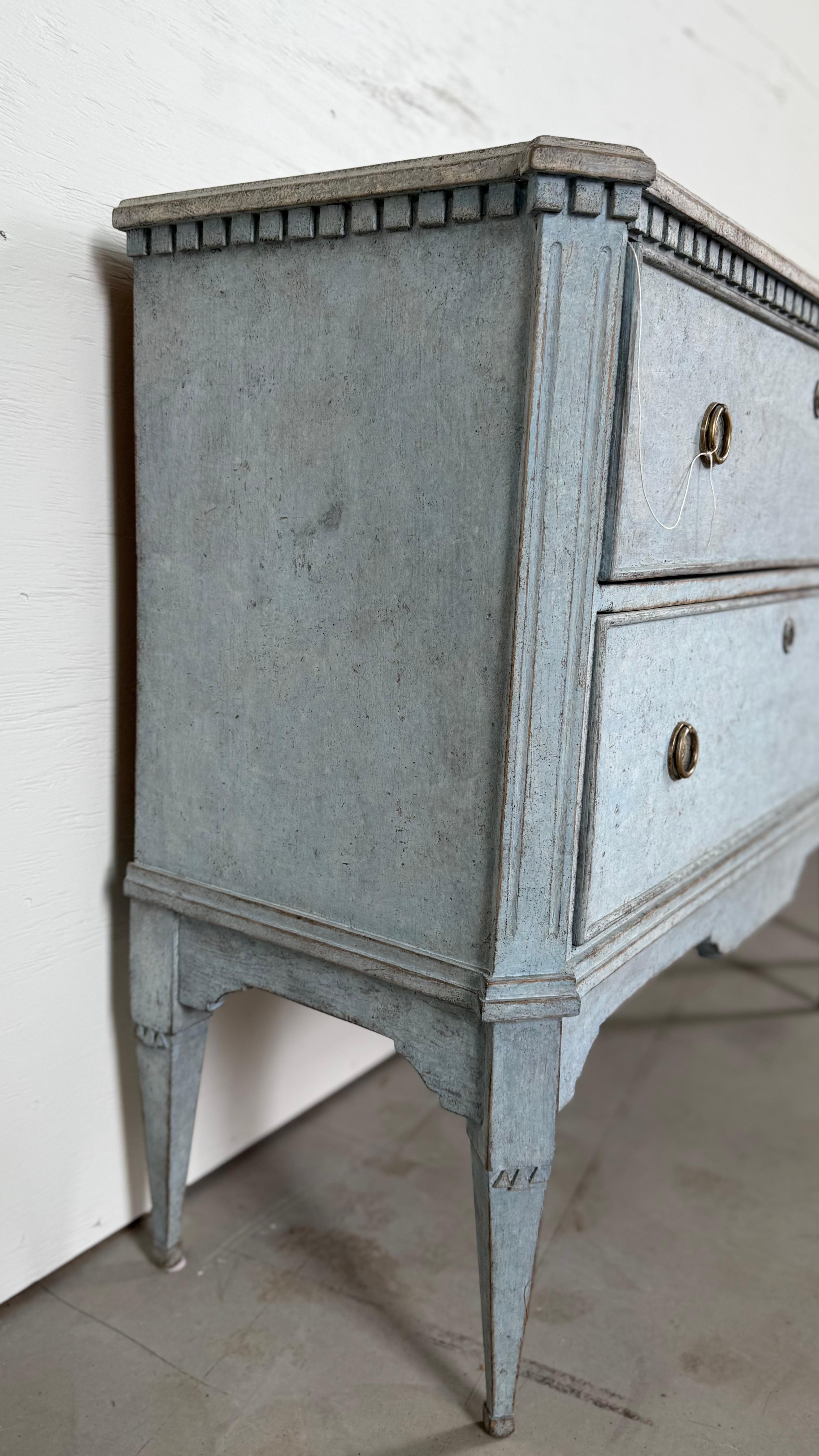 19th Century Pair of Painted Blue 19th C. Swedish Chests