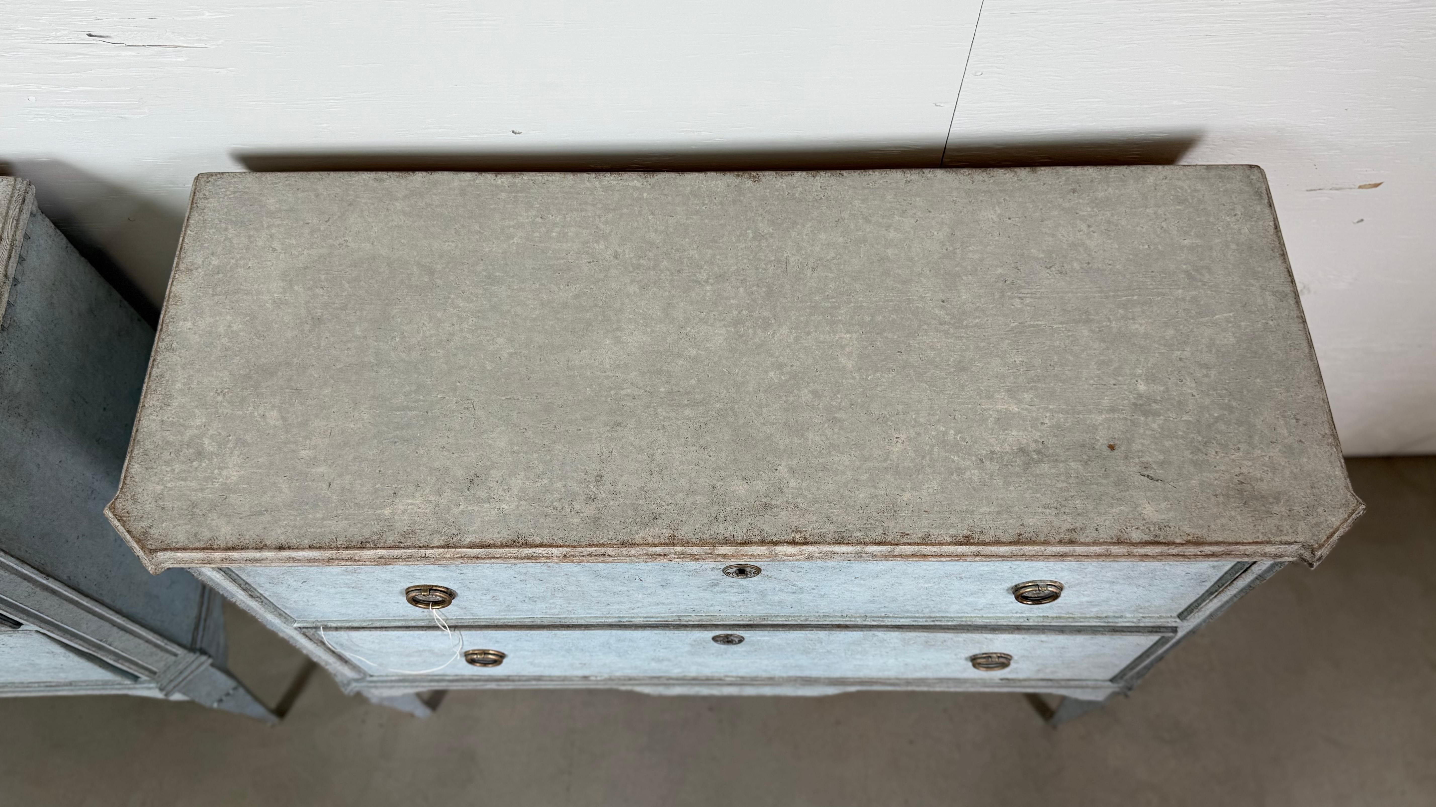 Wood Pair of Painted Blue 19th C. Swedish Chests
