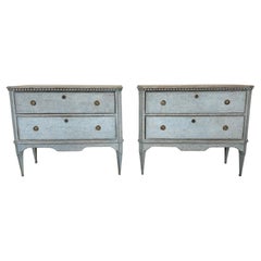 Pair of Painted Blue 19th C. Swedish Chests