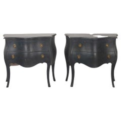 Pair of Painted Bombe Commodes
