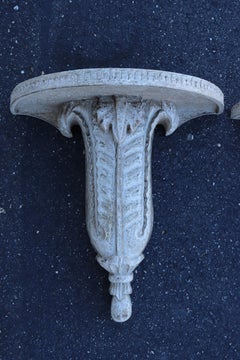 Pair of Painted Carved French Hollywood Regency Wall Brackets or Wall Shelves