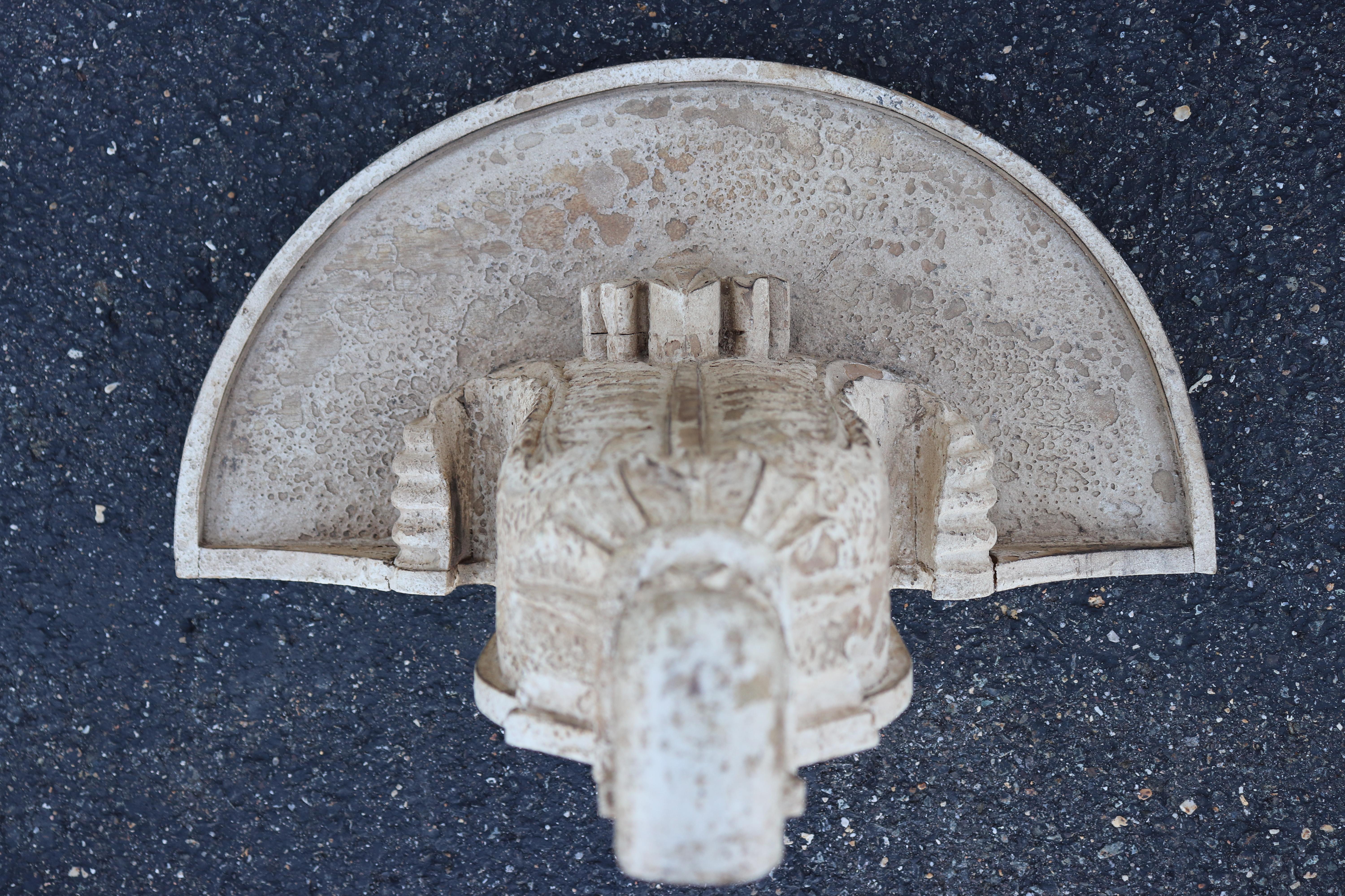 Pair of Painted Carved French Hollywood Regency Wall Brackets or Wall Shelves For Sale 4
