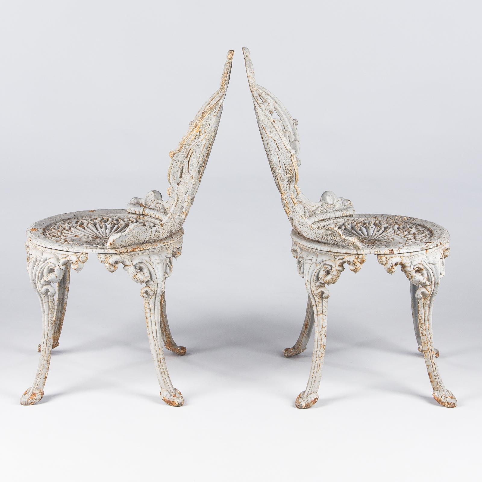 Pair of Painted Cast Iron Garden Chairs, France, 1950s 10
