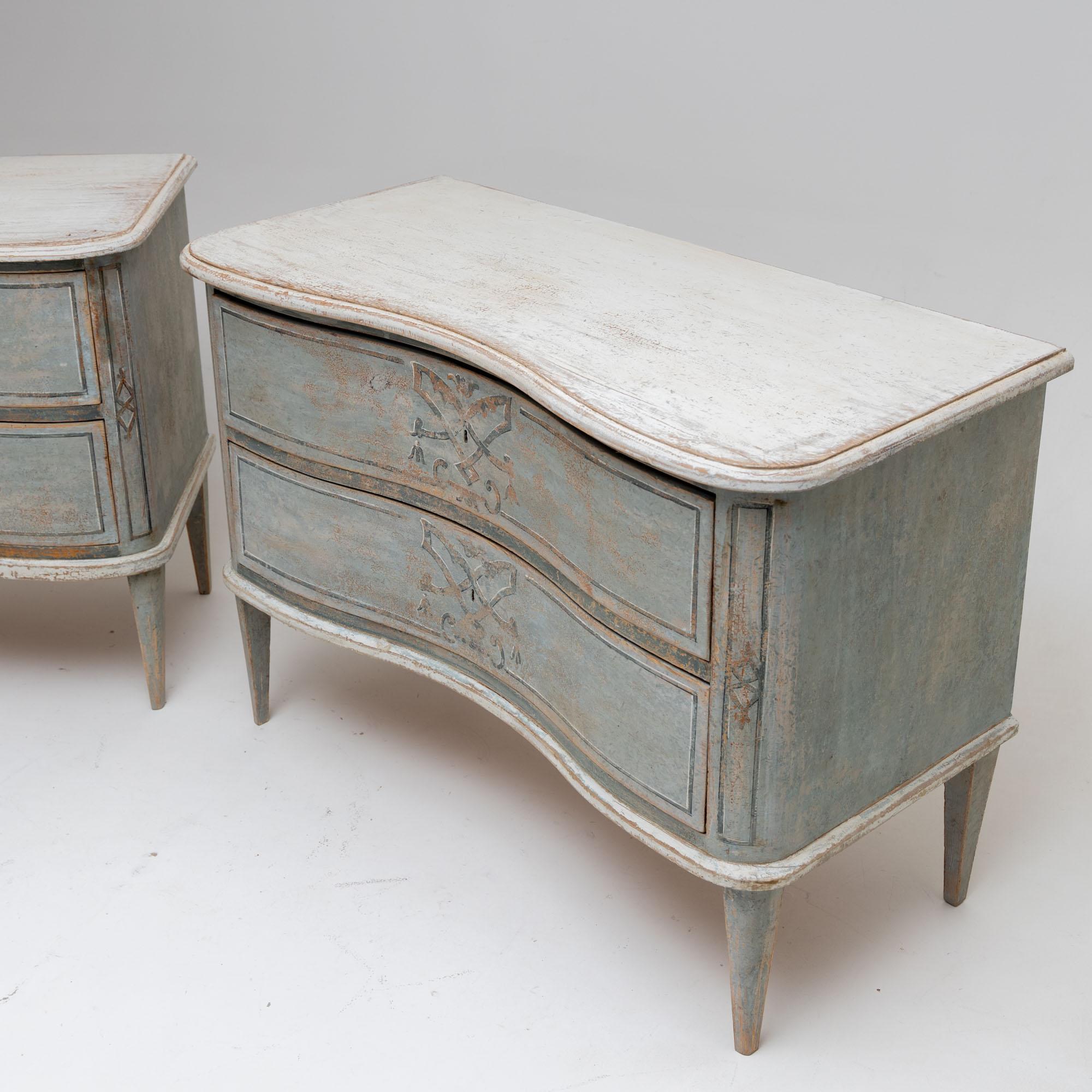 Pair of Painted Chests of Drawers, Denmark, Late 19th Century 3