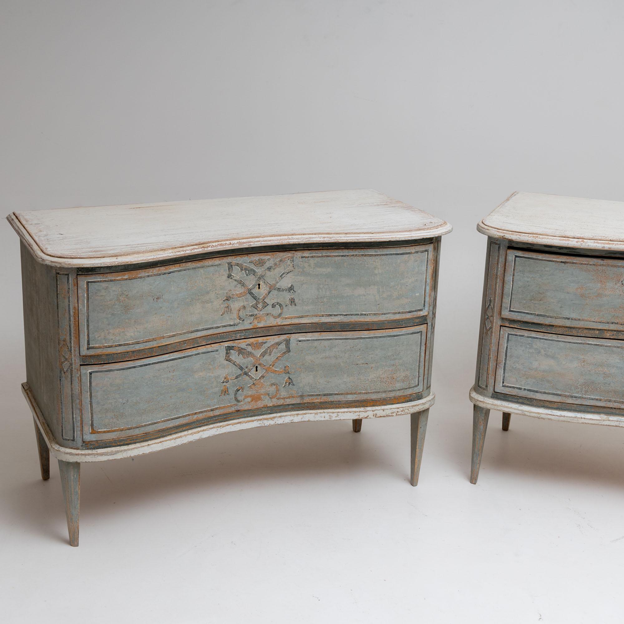 Danish Pair of Painted Chests of Drawers, Denmark, Late 19th Century