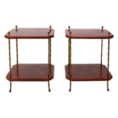 Pair of Painted Chinoiserie Two-Tier Stands