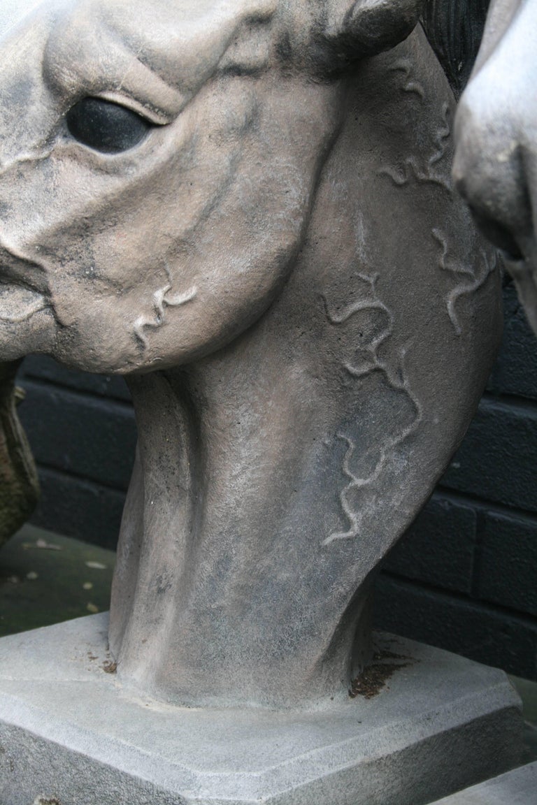 Pair of Painted Composite Stone Horse Busts at 1stDibs