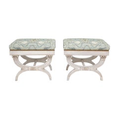 Pair of Painted Curule Benches