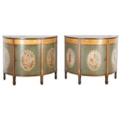 Pair of Painted Demilune Cabinets by Wright & Mansfield