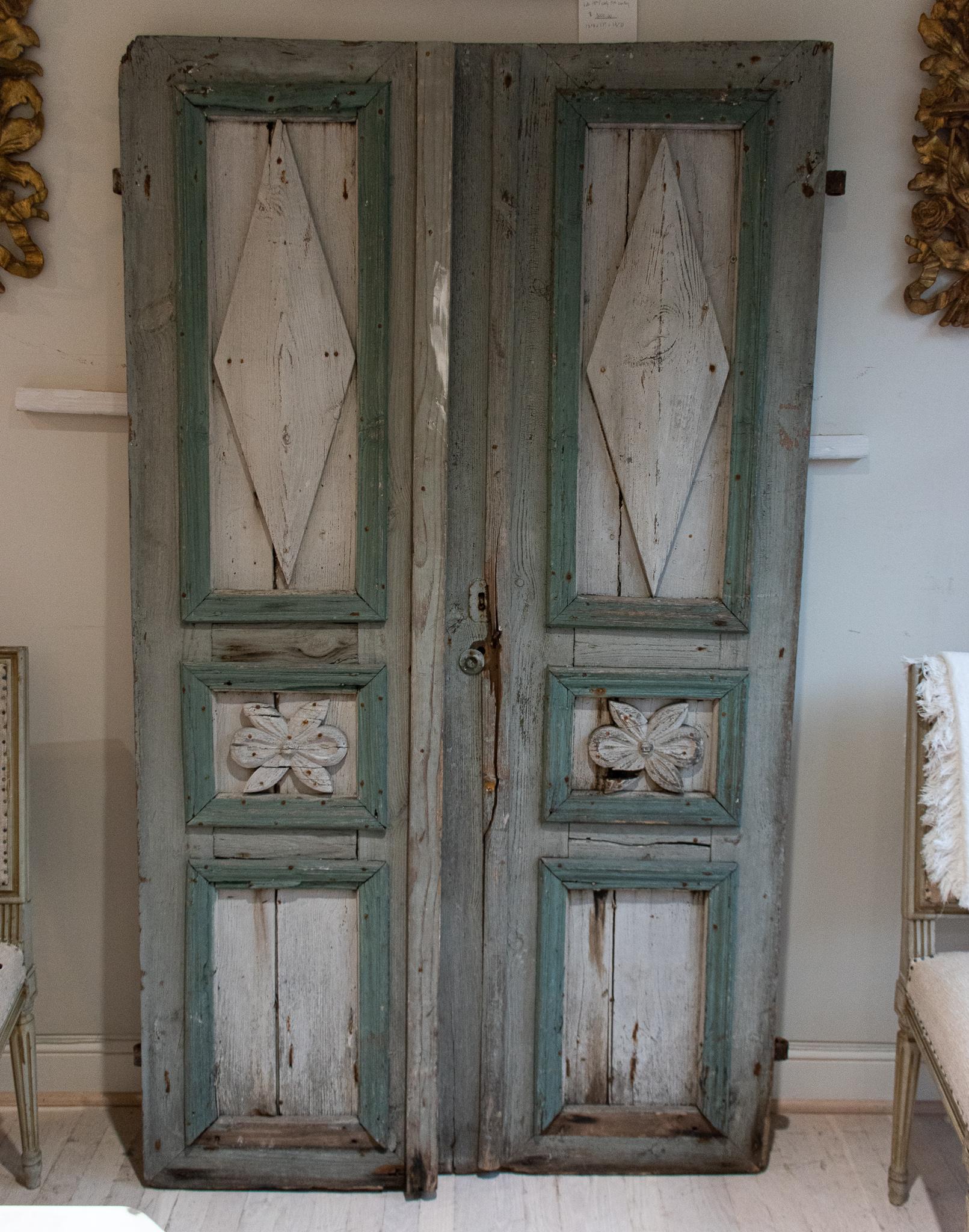 19th Century Pair of Painted Doors For Sale