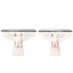 Pair of Painted Eagle Consoles