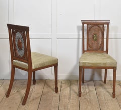 Pair of Painted Edwardian Satinwood Cane-Back Side Chairs