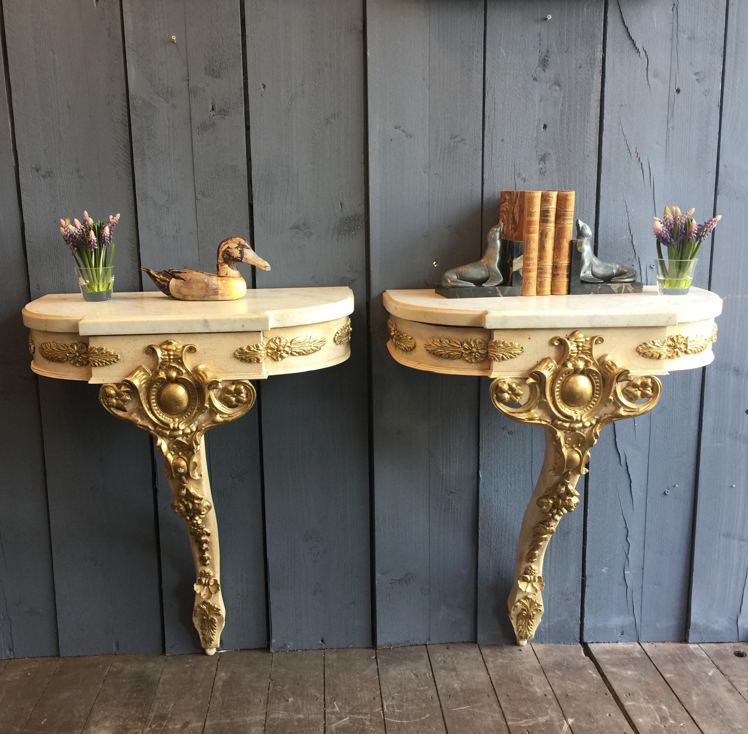 Pair of Painted Empire Style Console Tables or Nightstands 7
