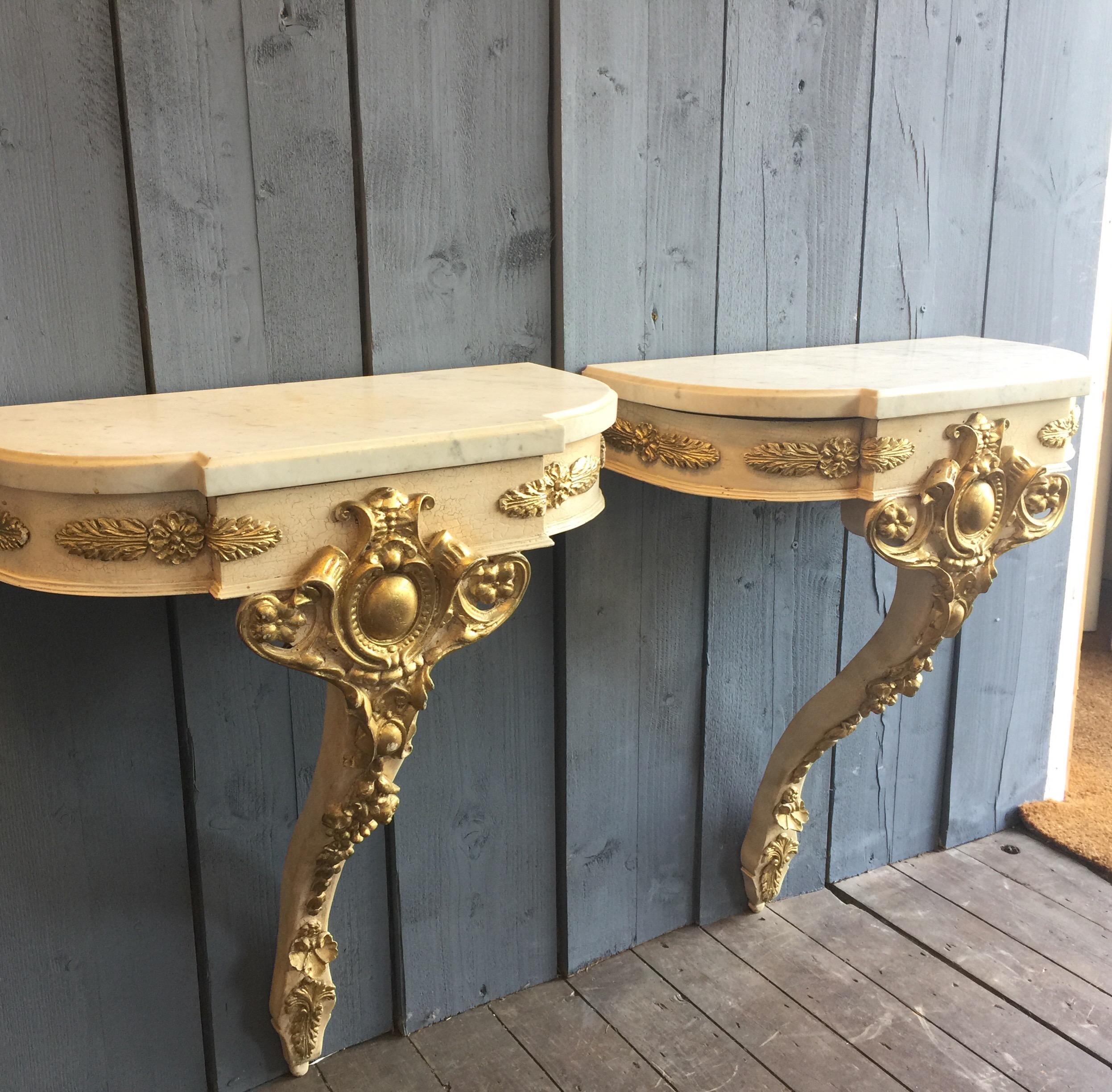 Pair of Painted Empire Style Console Tables or Nightstands 1