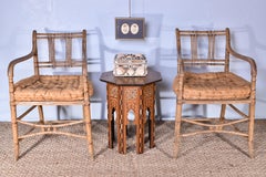 Pair Of Painted Faux Bamboo Armchairs