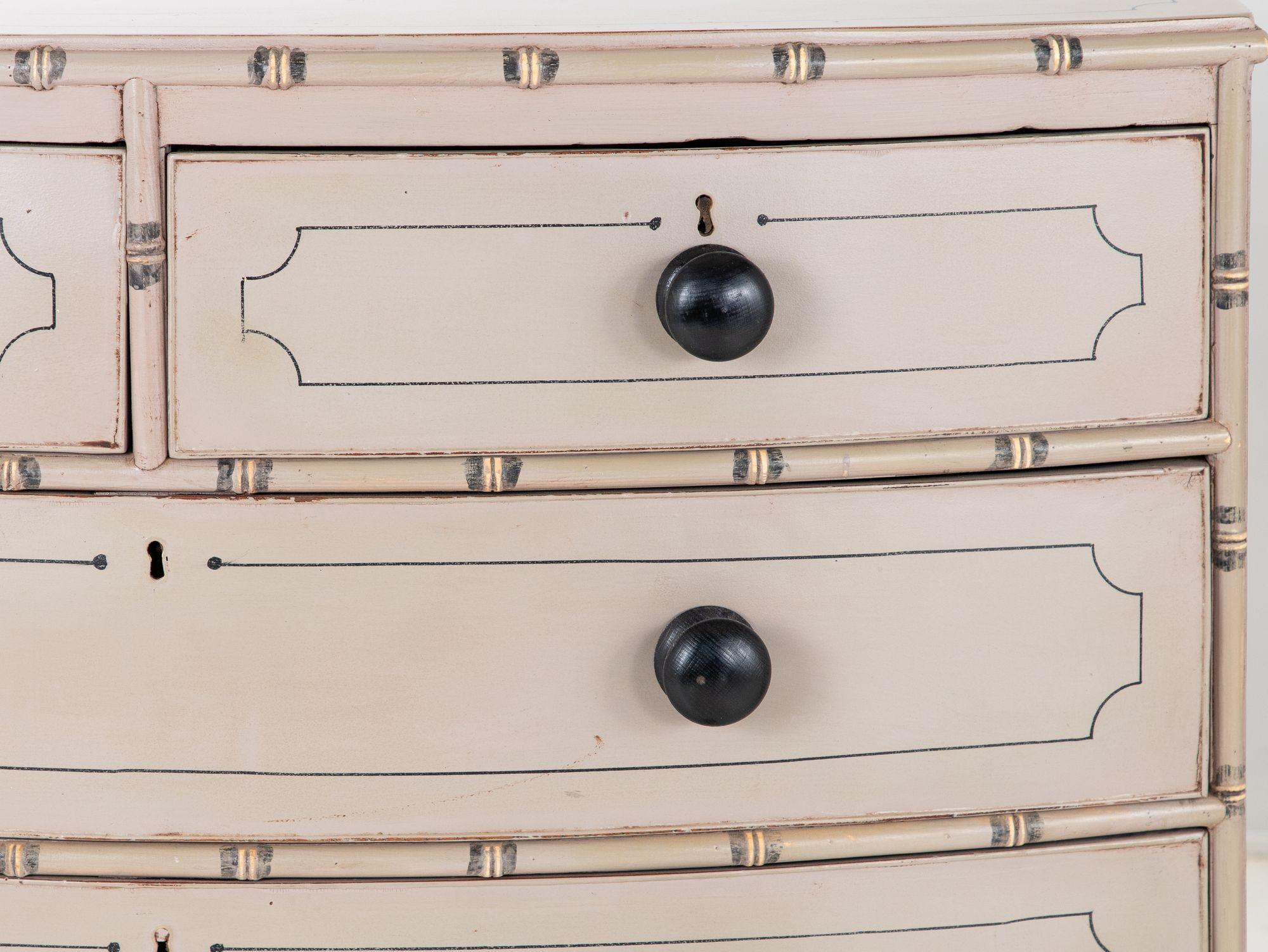 Pair of Painted Faux Bamboo Dressers French, Late 19th century For Sale 6