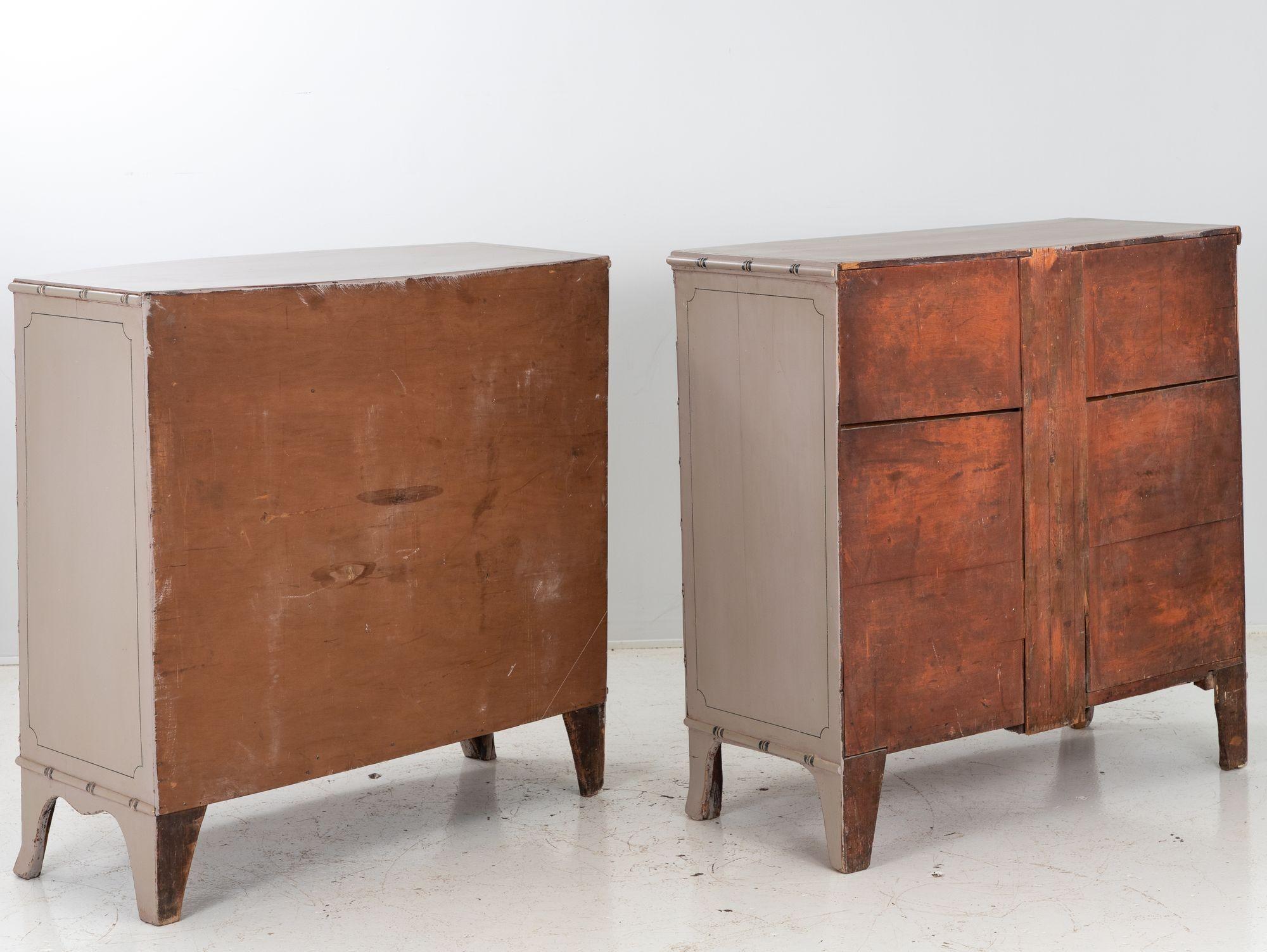 Mahogany Pair of Painted Faux Bamboo Dressers French, Late 19th century For Sale