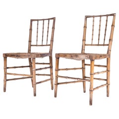 Pair Of Painted Faux Bamboo Side Chairs