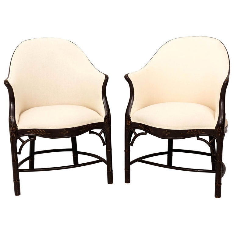 Pair of Painted Faux Bamboo Tub Chairs at 1stDibs