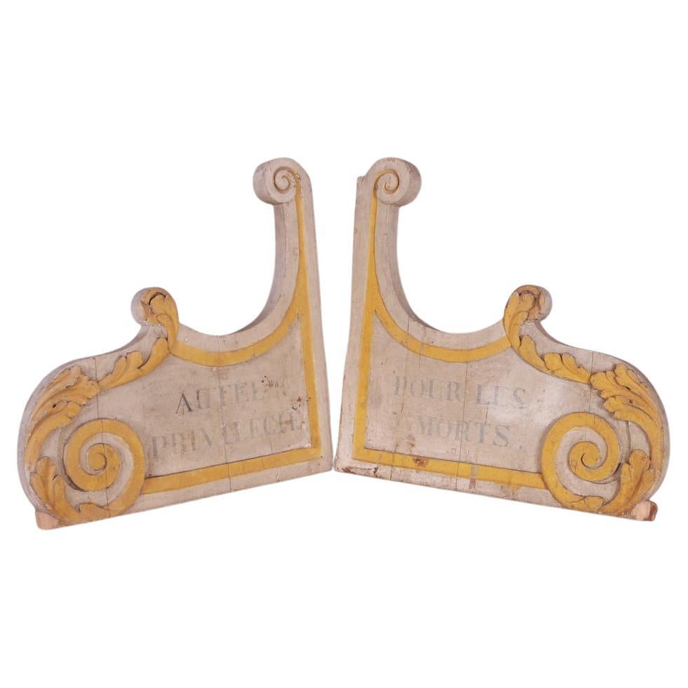 Pair of Painted French Brackets For Sale