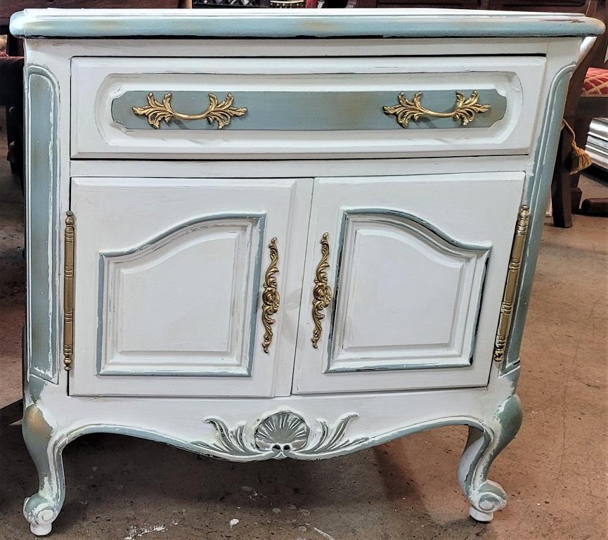 French Provincial Pair of Painted French Country Nightstands