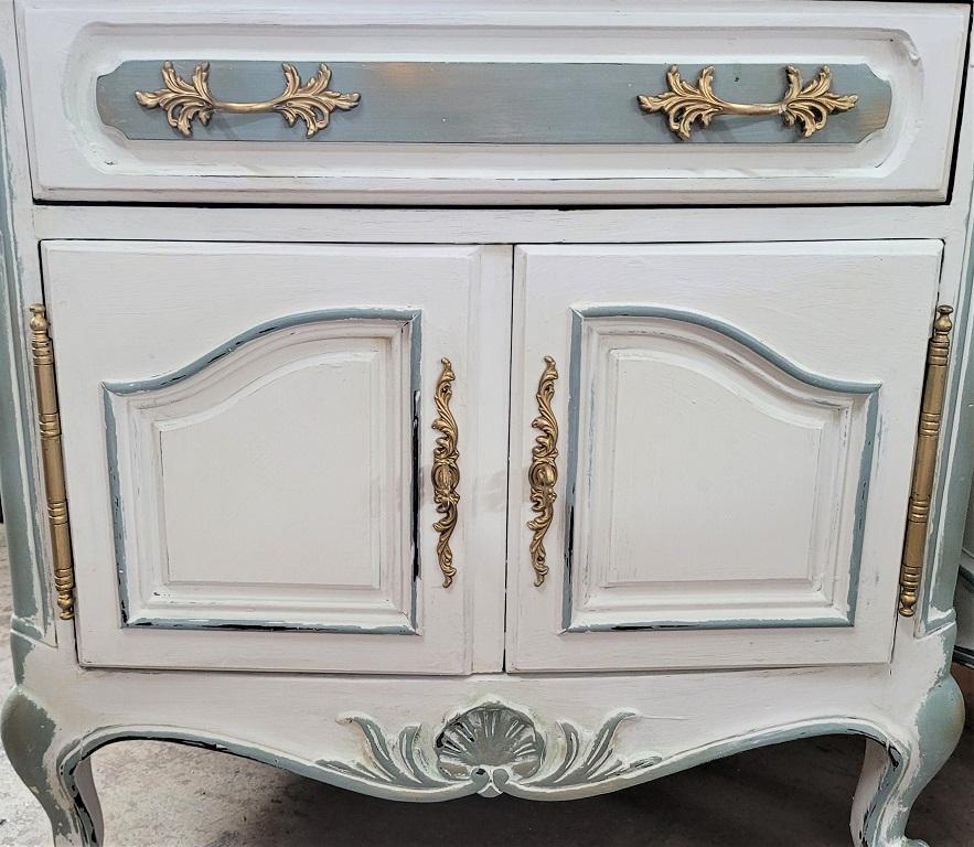 American Pair of Painted French Country Nightstands