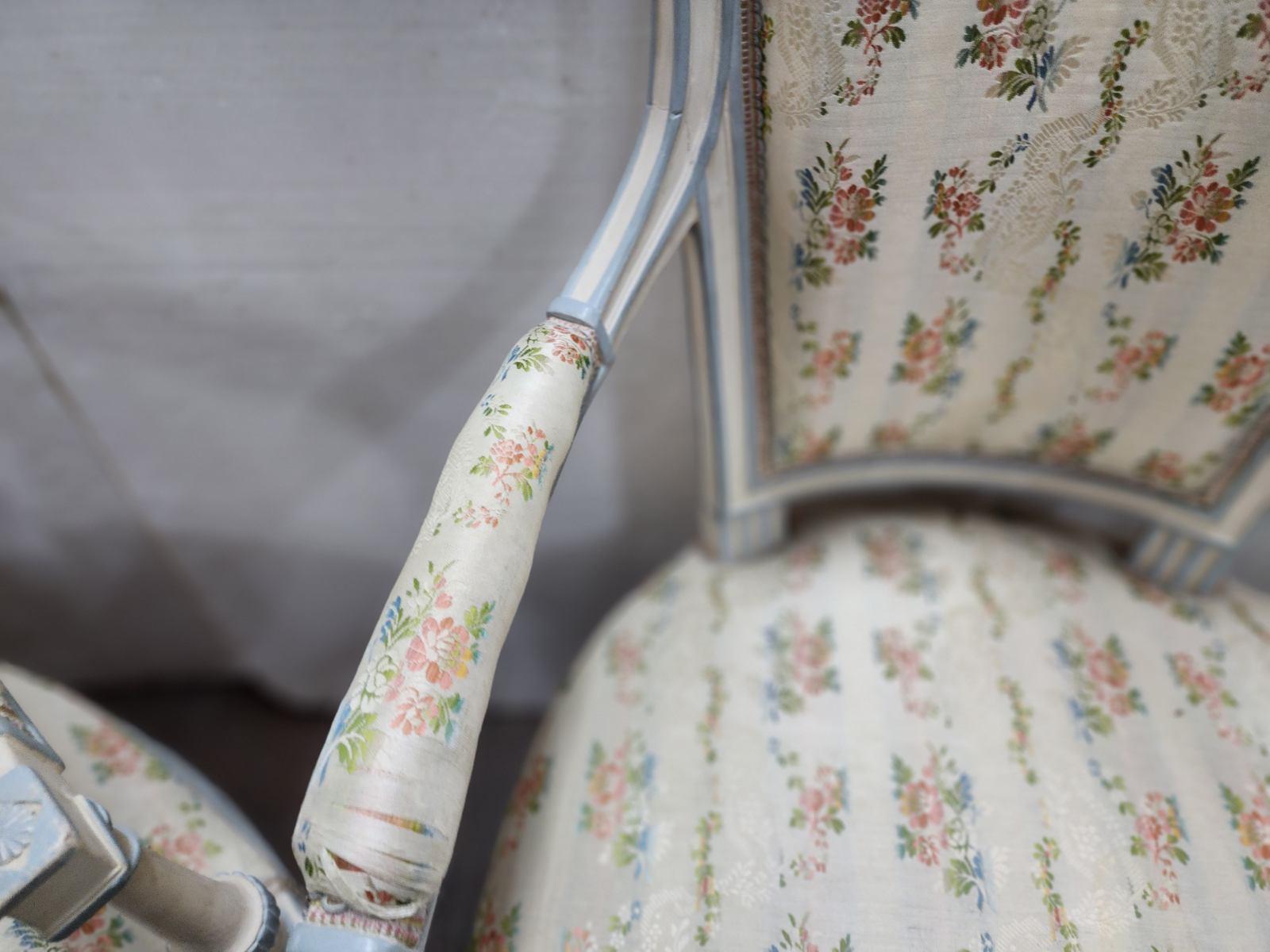 Pair of Painted French Directoire Style Armchairs  In Excellent Condition For Sale In Dallas, TX