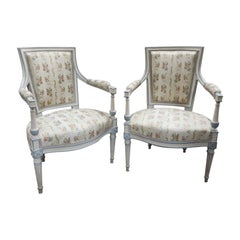 Pareja de Sillones Franceses Pintados Estilo Directoire