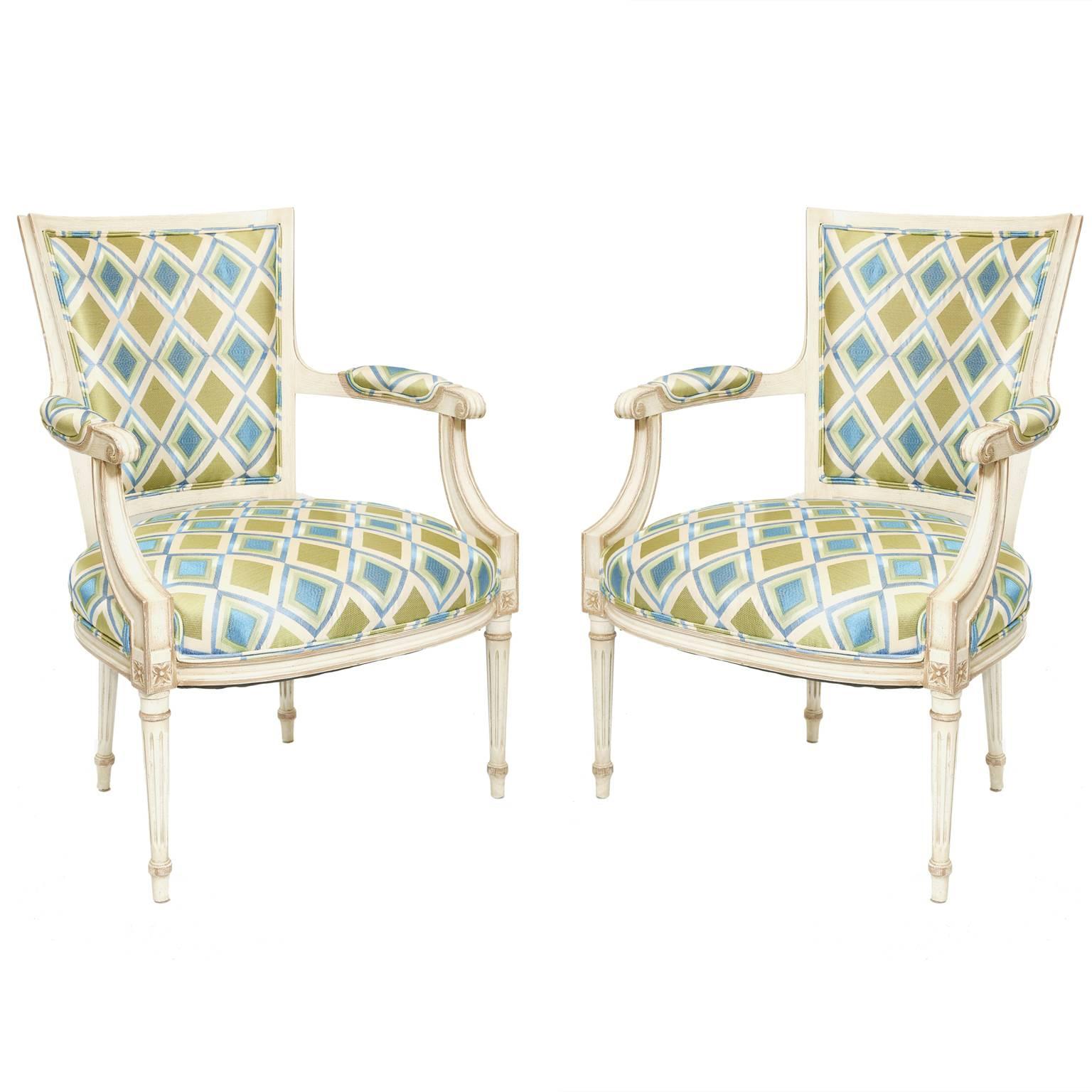 Pair of Painted French Fauteuils