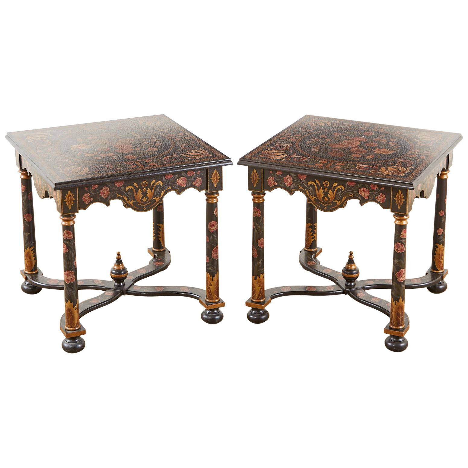 Pair of Painted French Louis XIII Style Lamp Tables
