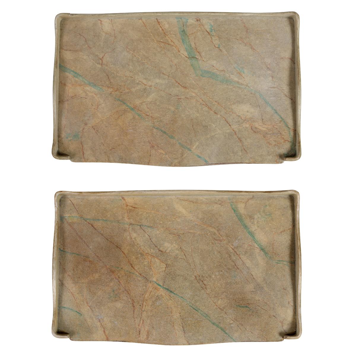 Pair of Painted French Side Tables or Nightstands With Faux Marble Top Bon état - En vente à Locust Valley, NY