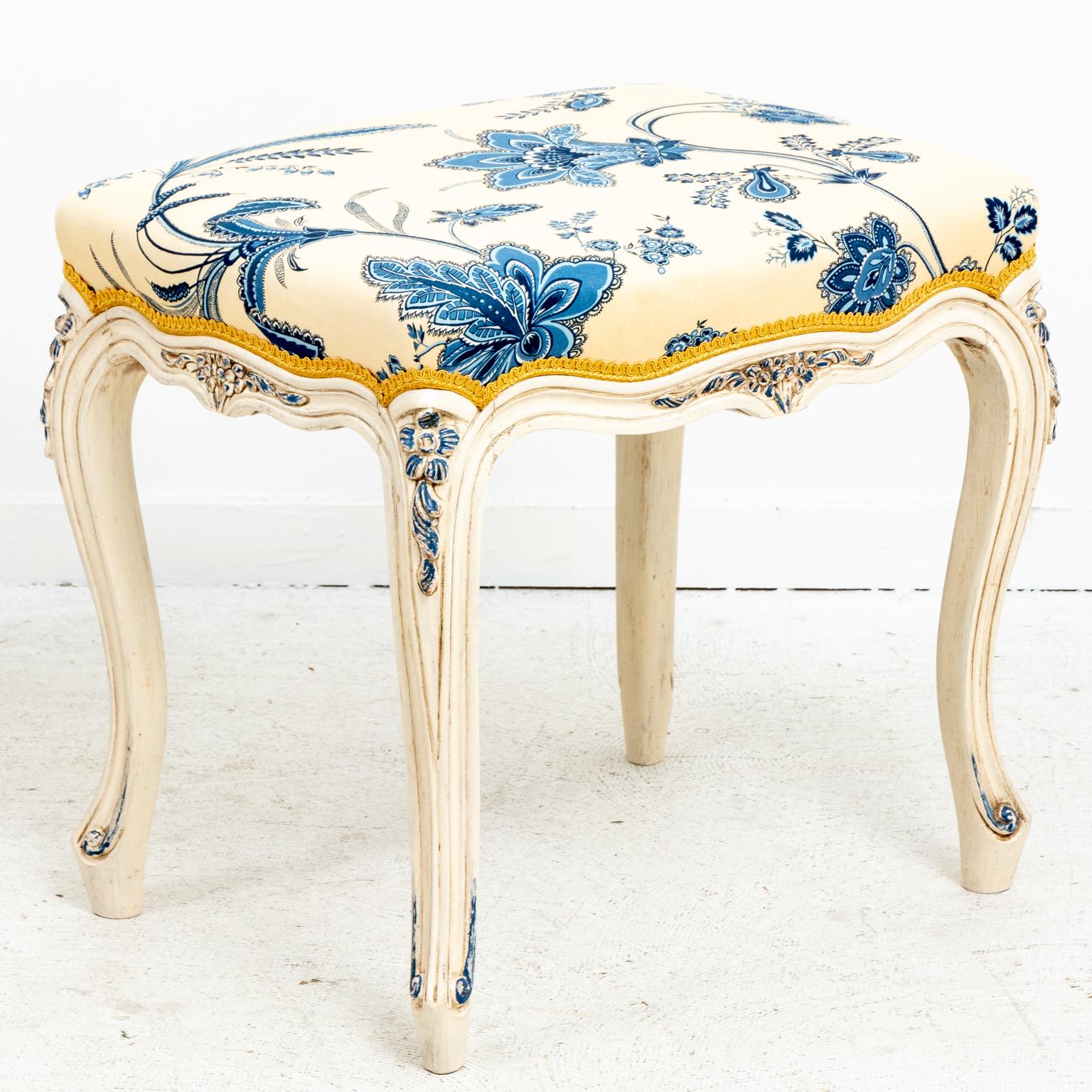 Hand-Painted Pair of Painted French Style Benches