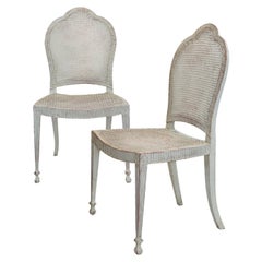 Pair of Painted Georgian Adam Style Cane Seated Side Chairs, circa 1860