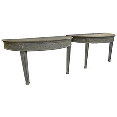 Pair of Painted Georgian Style Consoles and Mirrors