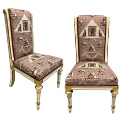 Pair Of Painted & Gilded French Empire Chairs