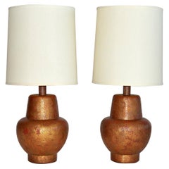 Pair of Painted Gilded Wood Lamps by James Mont
