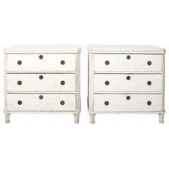 Pair of Painted Gustavian Chest of Drawers