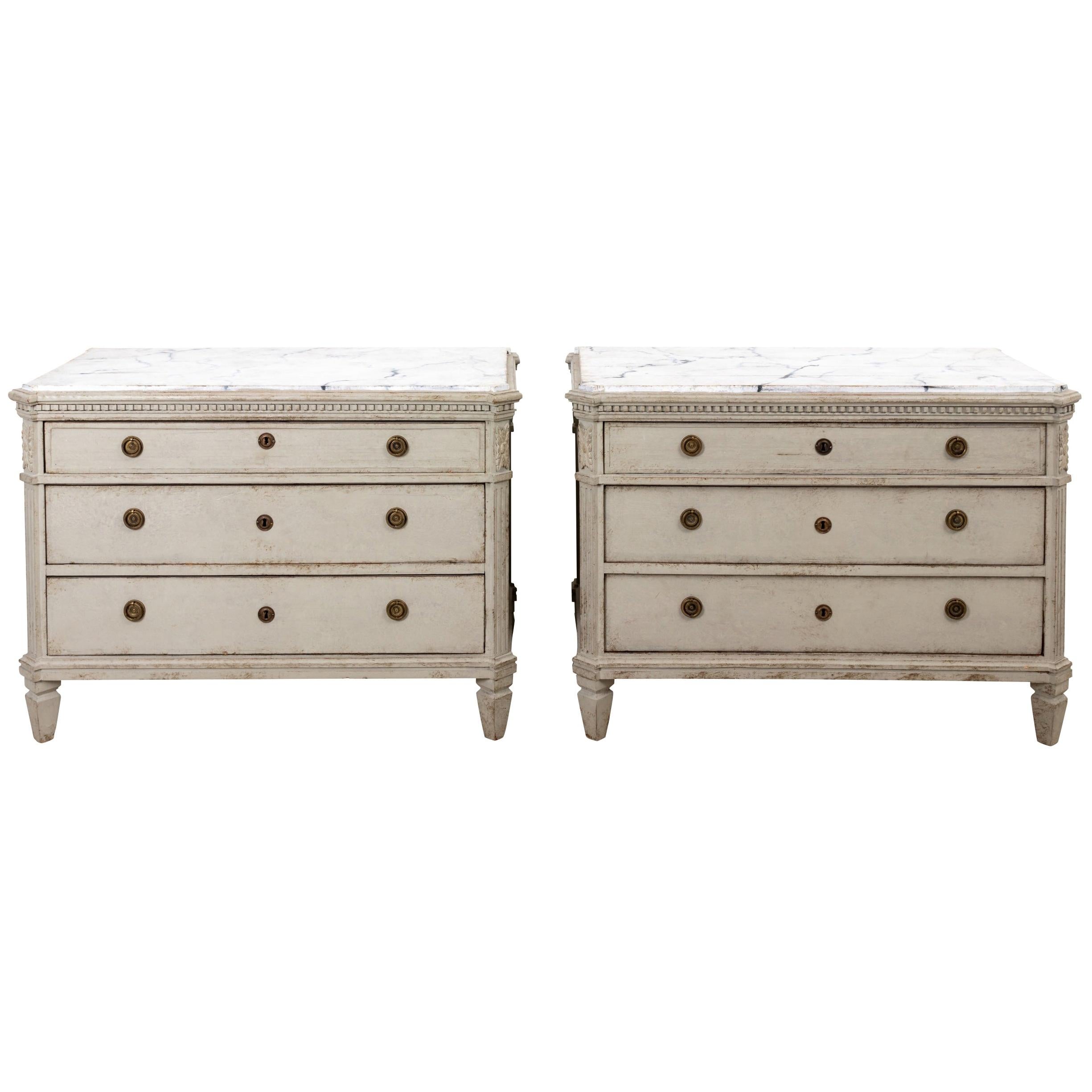 Pair of Painted Gustavian Chest of Drawers
