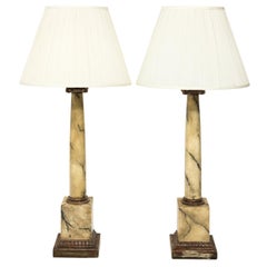 Pair of Painted Ionic Column Table Lamps