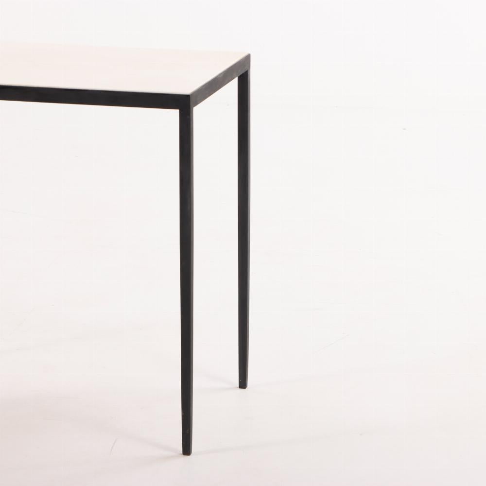 Mid-Century Modern A painted iron and parchment end table in the manner of Jean-Michel Frank For Sale