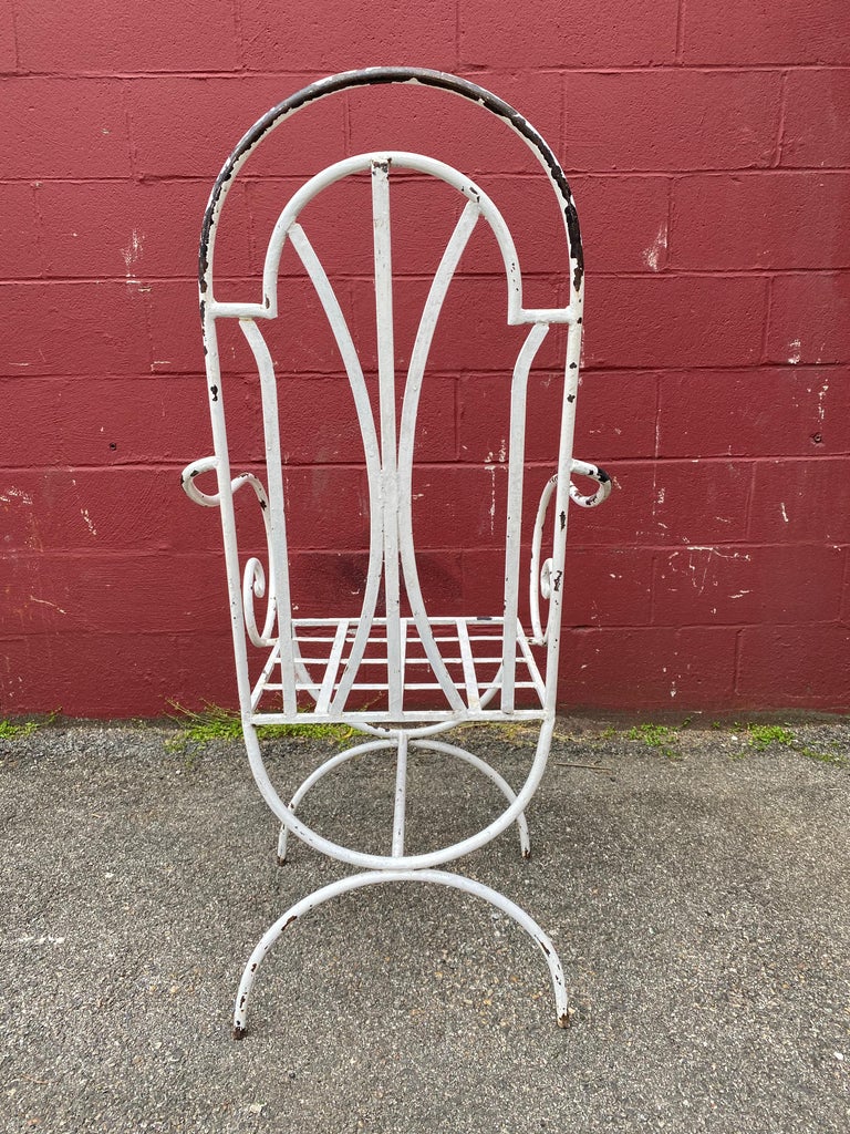 Pair of Painted Iron Garden Chairs For Sale at 1stDibs