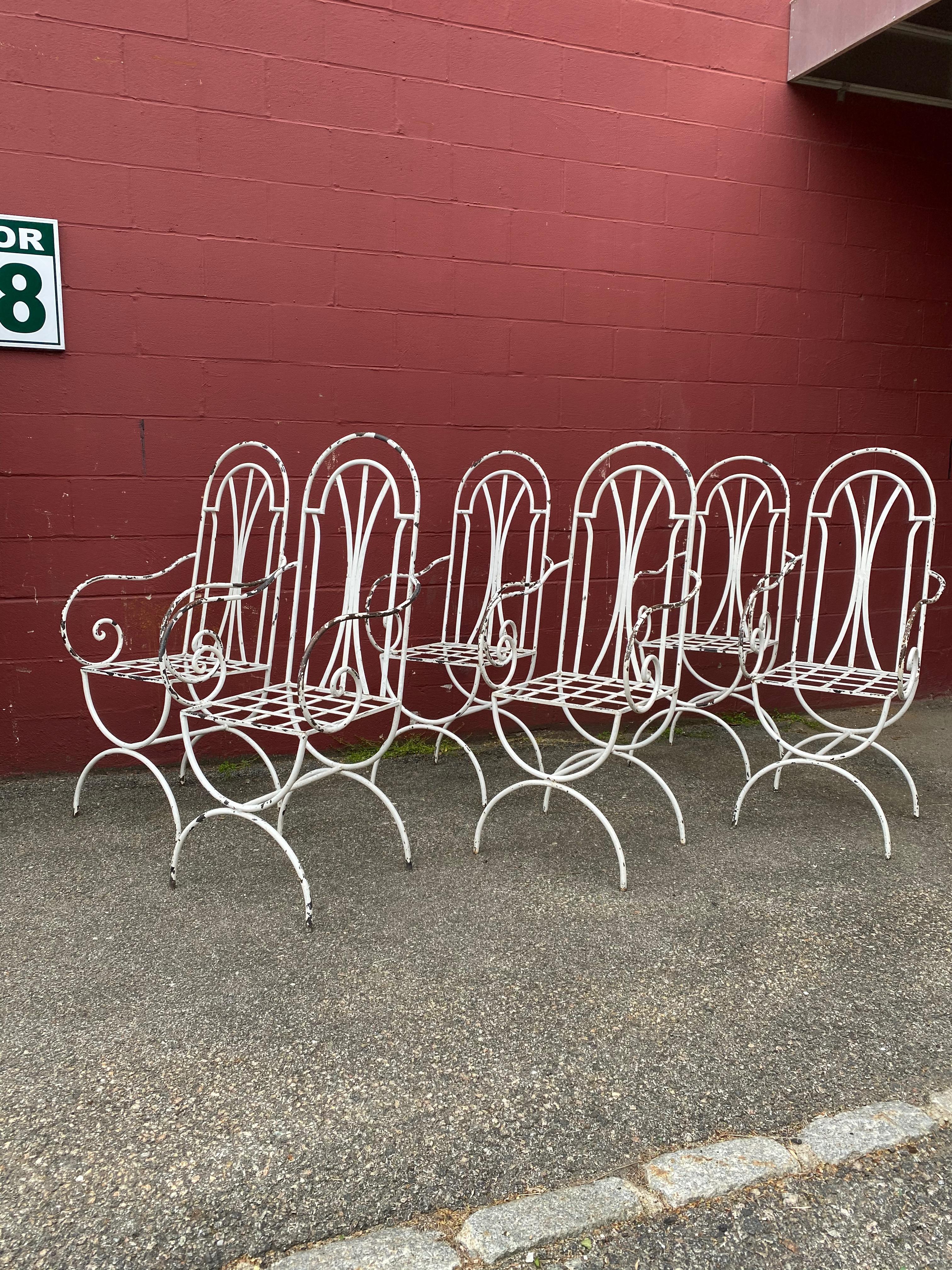 Pair of French Painted Iron Garden Chairs For Sale 6