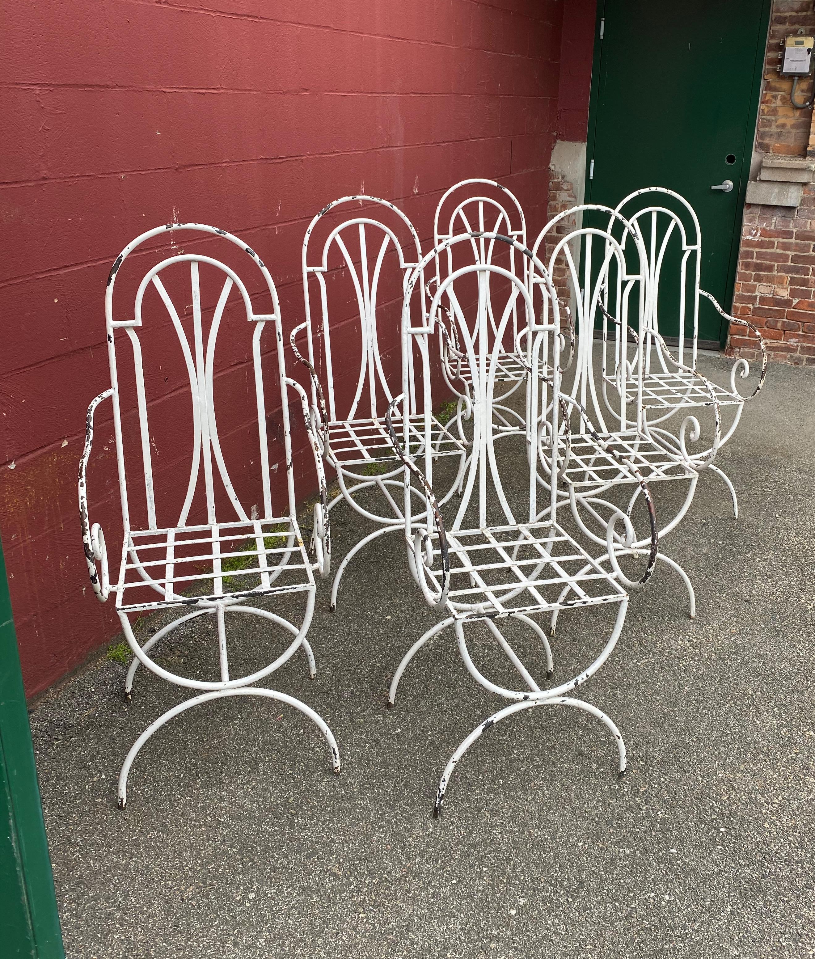 Pair of French Painted Iron Garden Chairs For Sale 7
