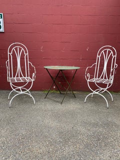Pair of French Painted Iron Garden Chairs