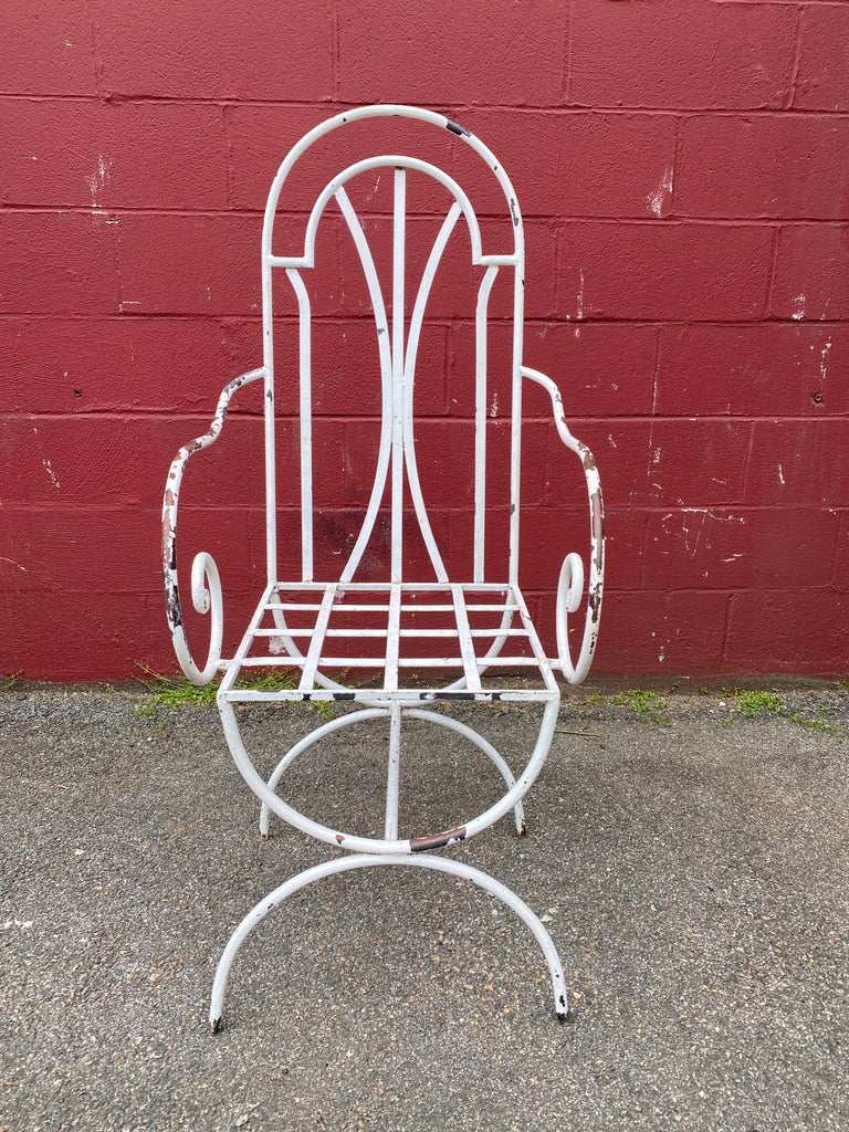 Pair of Painted Iron Garden Chairs For Sale at 1stDibs
