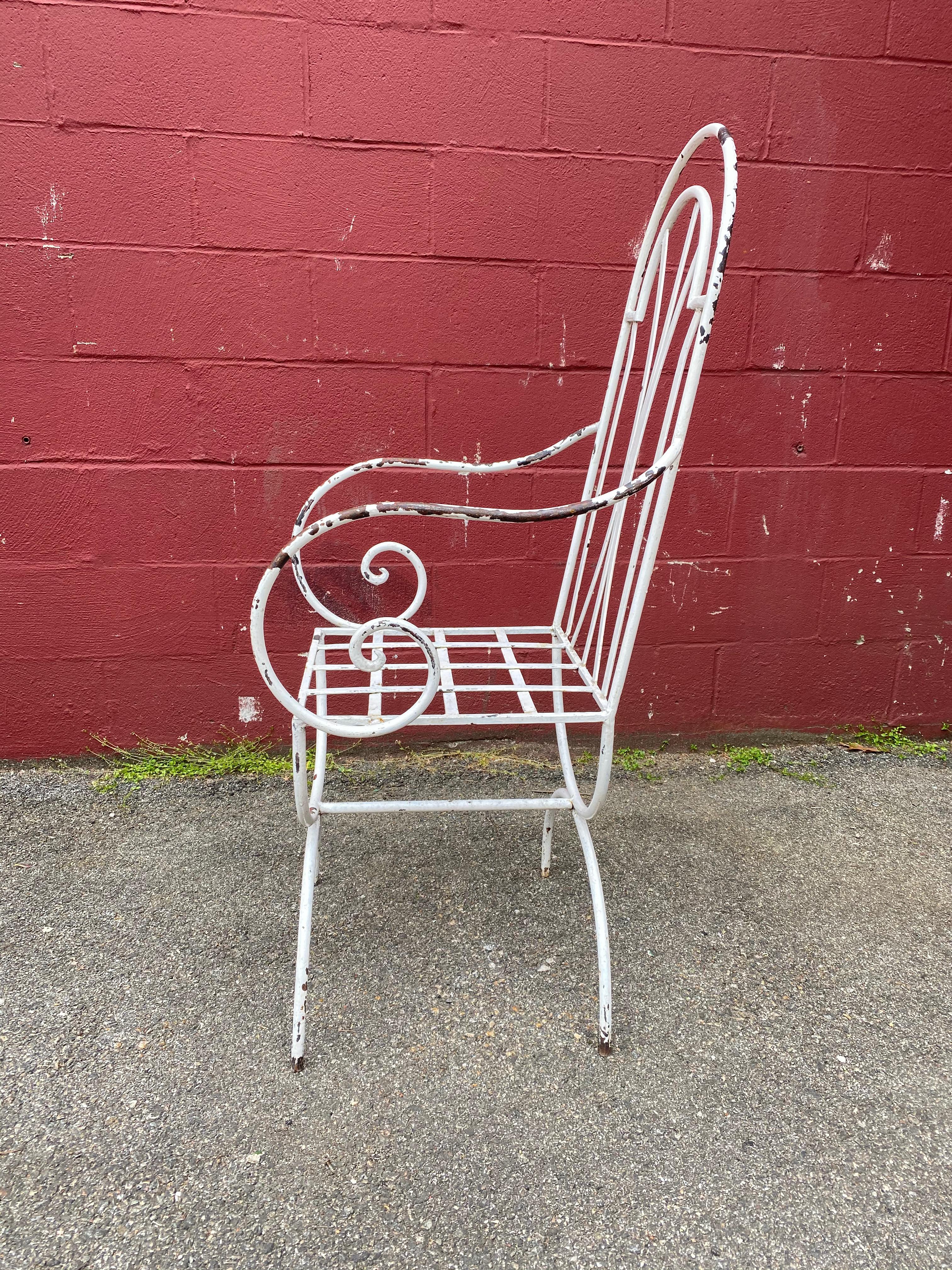 Pair of French Painted Iron Garden Chairs For Sale 2