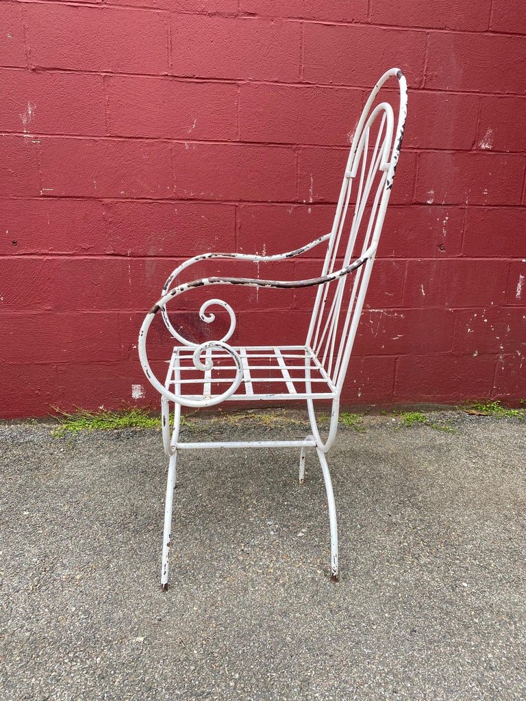 Pair of Painted Iron Garden Chairs For Sale at 1stDibs