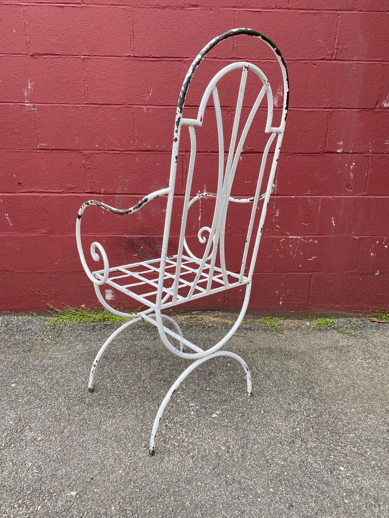 Pair of Painted Iron Garden Chairs For Sale at 1stDibs