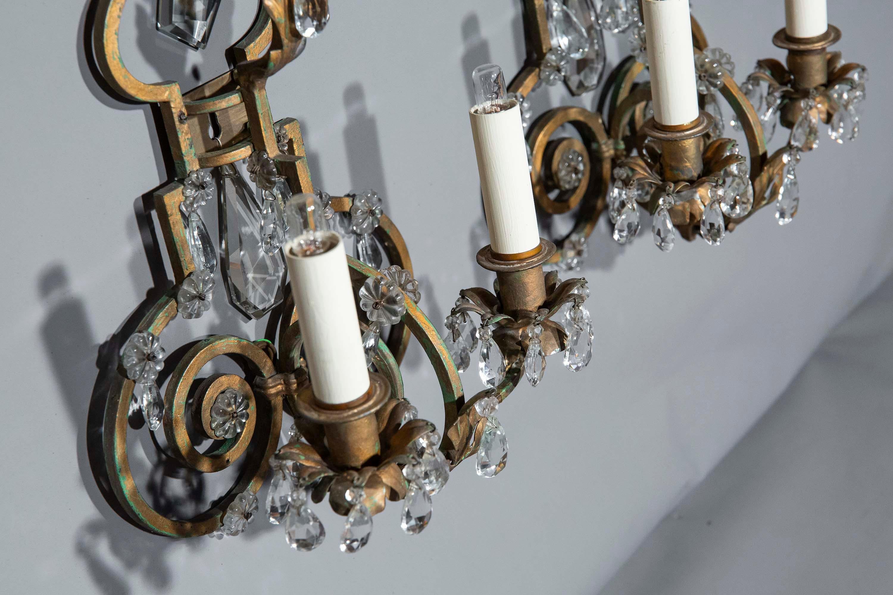 Painted Iron Wall Lights, in the manner of Maison Bagues For Sale 4
