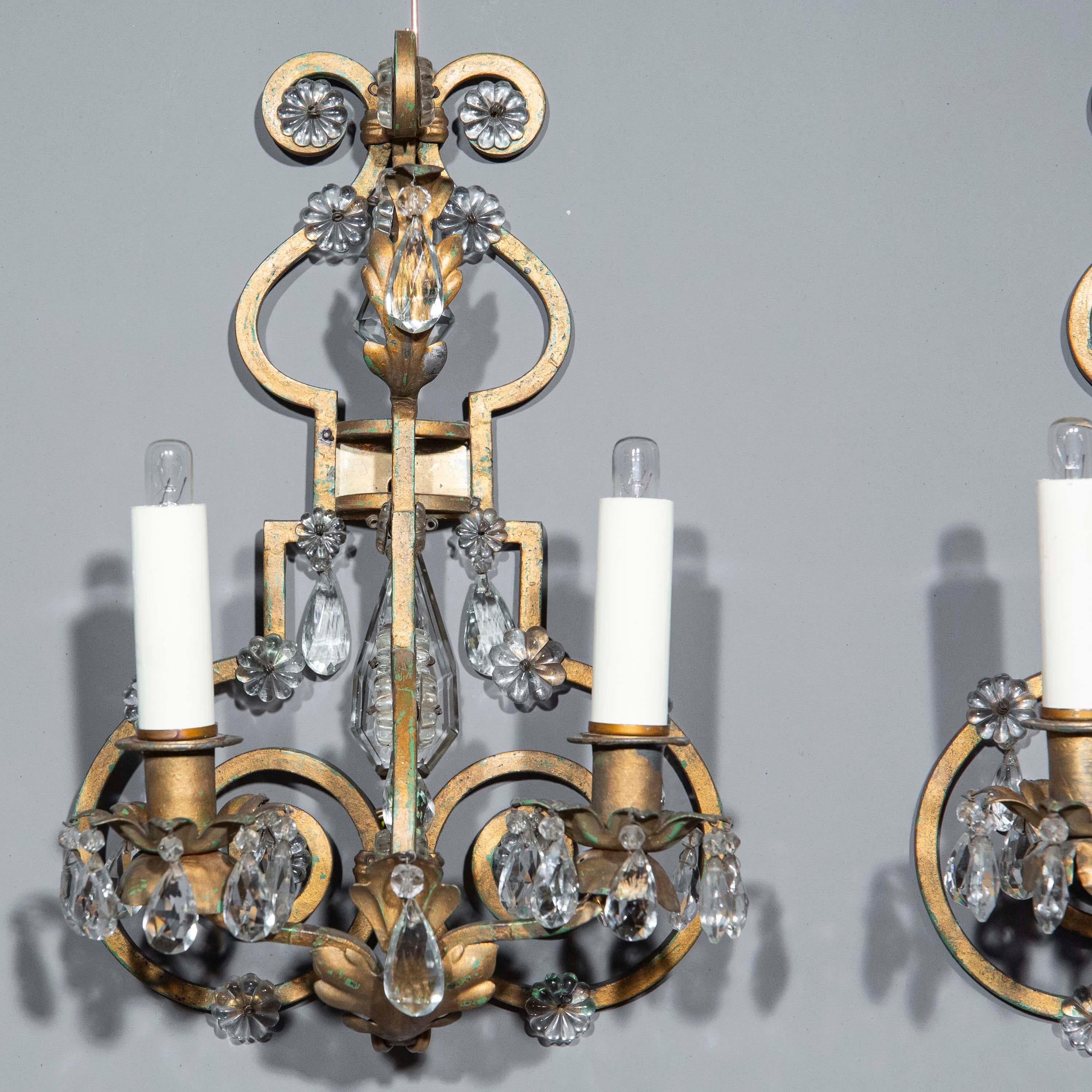 Painted Iron Wall Lights, in the manner of Maison Bagues For Sale 5